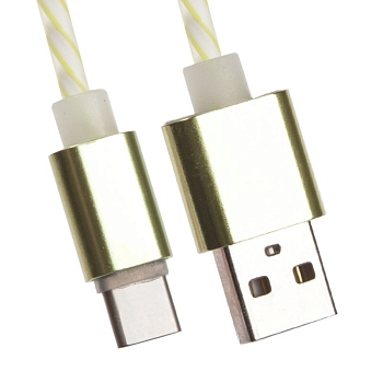 USB кабель "LP" USB Type-C витая пара с металлическими разъемами, 1 метр (белый с зеленым, европакет)